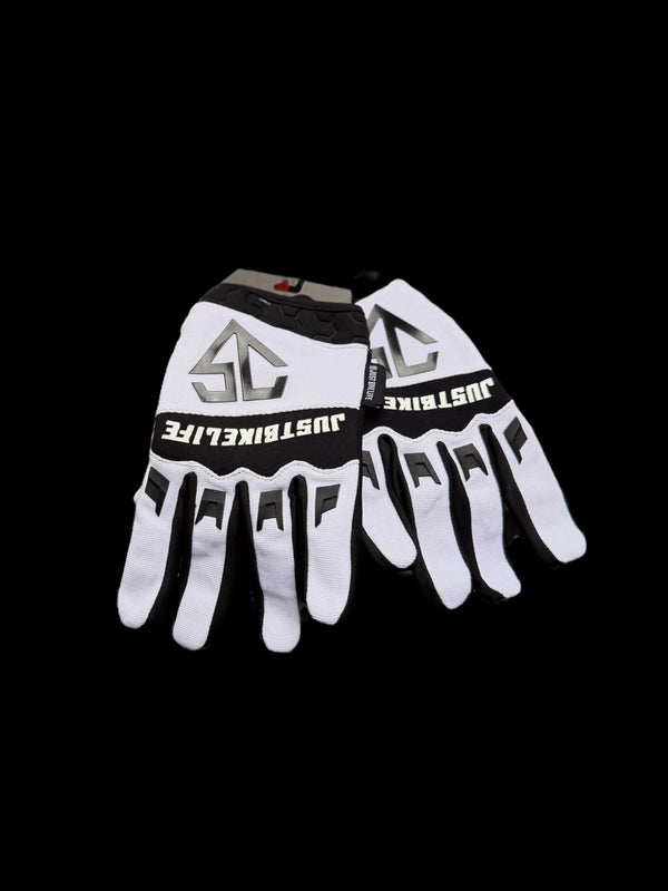 (White) Justbikelife Gloves